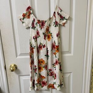 Bluenotes Floral Midi Dress - Red, Pink, Orange on Cream